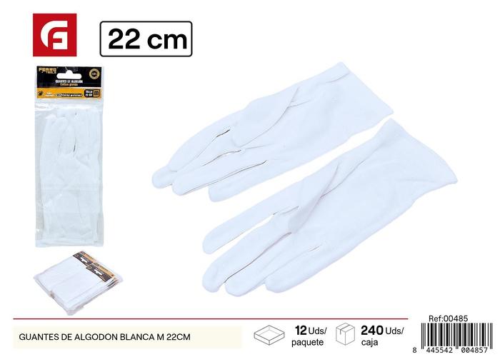 Guantes de trabajo, 22 cm, color blanco