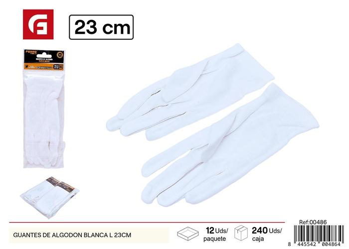 Guantes de trabajo, 23 cm, color blanco