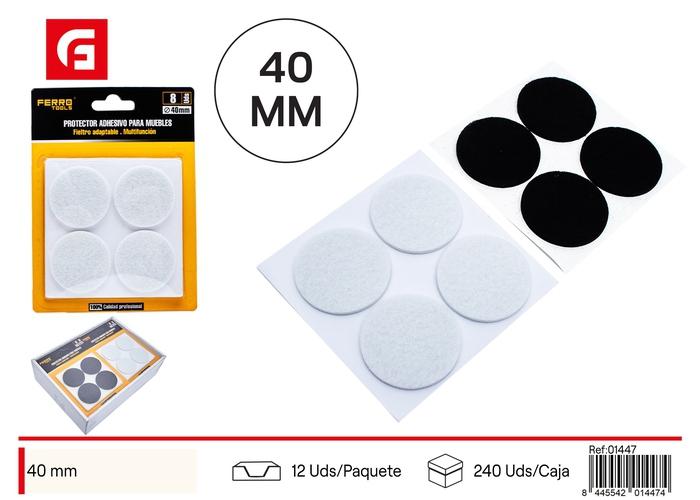 Protector para pata de mueble, 40 mm, 4 piezas, color negro, ref. SJ01447