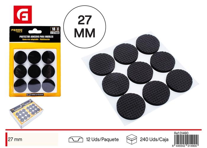 Protector para pata de mueble, 27 mm, 9 piezas, color negro, ref. SJ01490