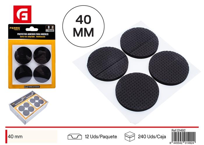 Protector para pata de mueble, 40 mm, 4 piezas, color negro, ref. SJ01492