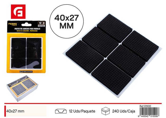 Protector para pata de mueble, 40 × 27 mm, 6 piezas, color negro