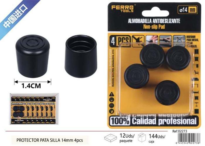 Protector para pata de mueble, 14 mm, 4 piezas, color negro