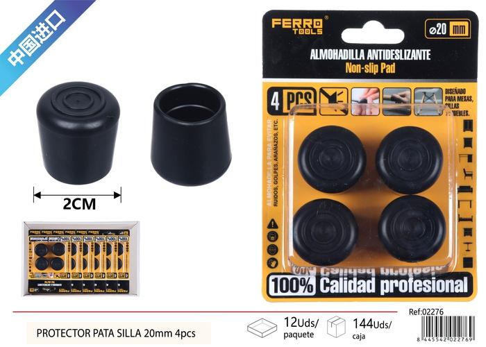 Protector para pata de mueble, 20 mm, 4 piezas, color negro