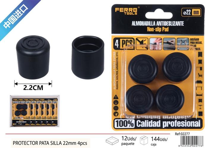 Protector para pata de mueble, 22 mm, 4 piezas, color negro