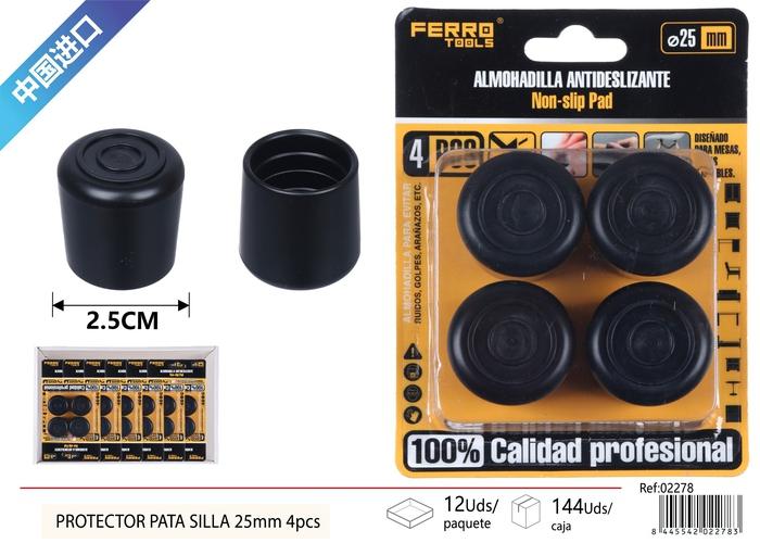 Protector para pata de mueble, 25 mm, 4 piezas, color negro