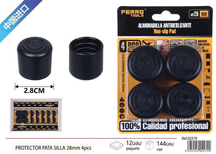 Protector para pata de mueble, 28 mm, 4 piezas, color negro