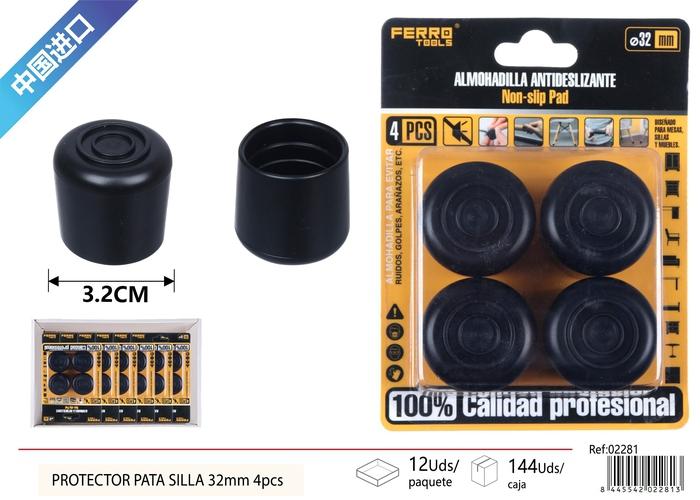 Protector para pata de mueble, 32 mm, 4 piezas, color negro