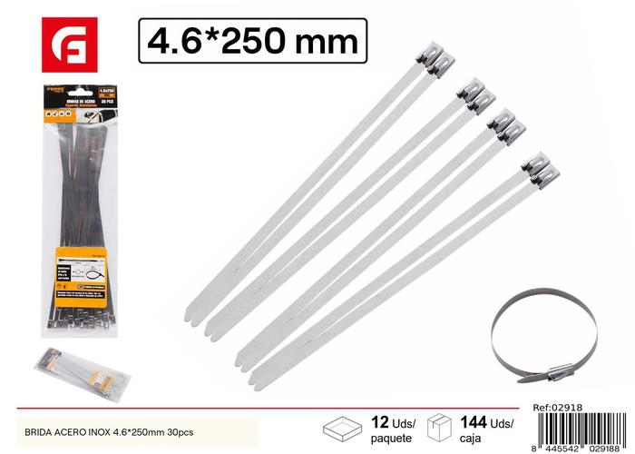 Bridas para cables, 4,6 × 250 mm, 30 piezas