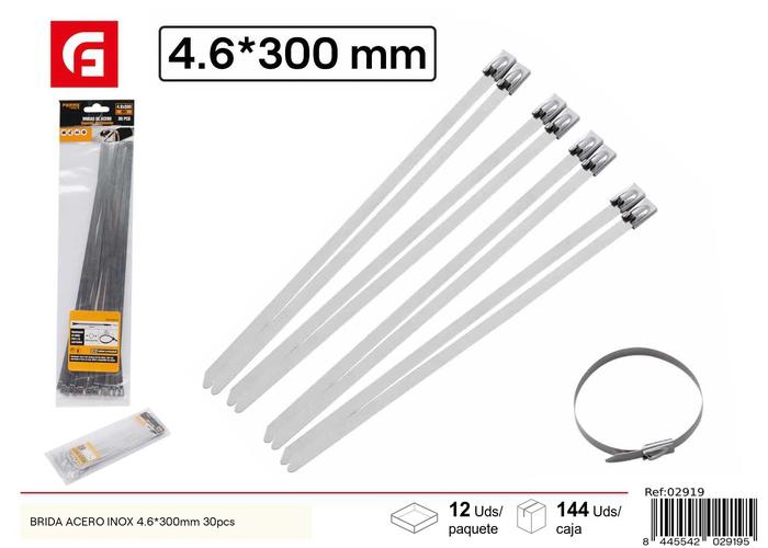 Bridas para cables, 4,6 × 300 mm, 30 piezas