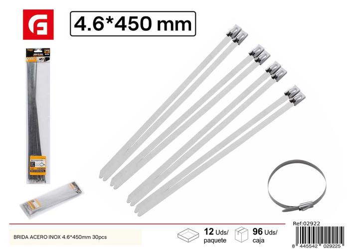 Bridas para cables, 4,6 × 450 mm, 30 piezas