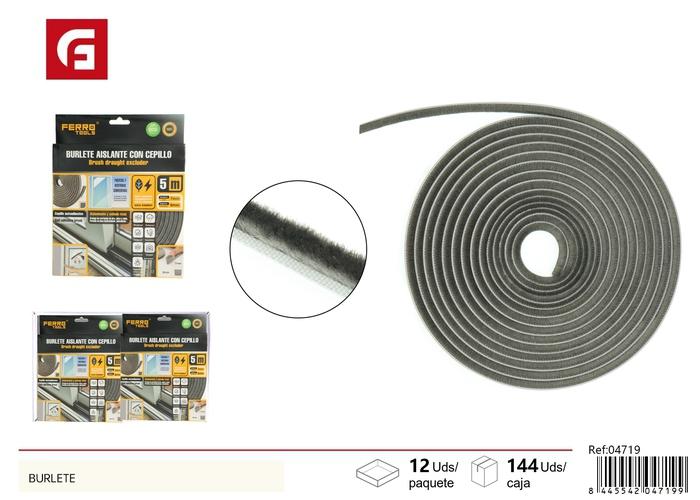 Burlete de sellado, 7 mm, 6 mm, 5 m, color gris