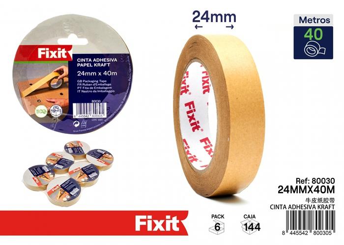 Cinta de embalaje de papel kraft, 24 mm, 40 m