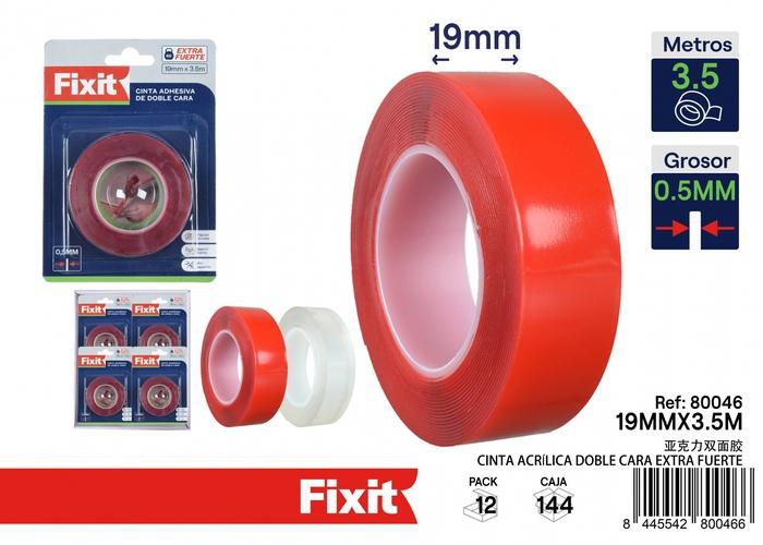 Cinta acrílica, 0,5 mm, 5 m, colores transparente y rojo