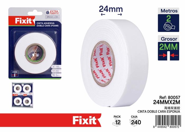 Cinta de doble cara, 2 mm, 24 mm, 2 m