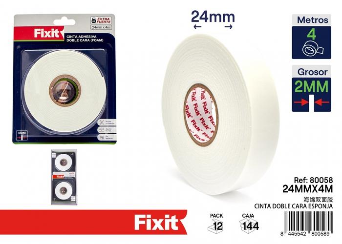 Cinta de doble cara, 2 mm, 24 mm, 4 m, ref. SJ80058