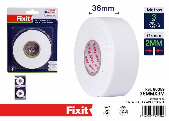 Cinta de doble cara, 2 mm, 36 mm, 3 m