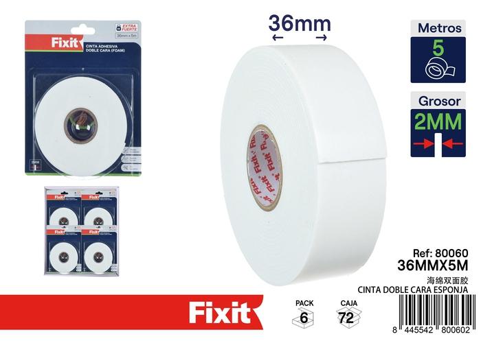 Cinta de doble cara, 2 mm, 36 mm, 5 m