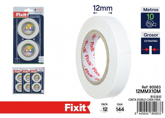 Cinta de doble cara, 12 mm, 10 m, 2 piezas