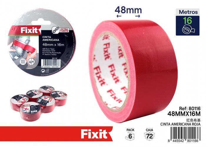 Cinta para ductos, 48 mm, 16 m, color rojo