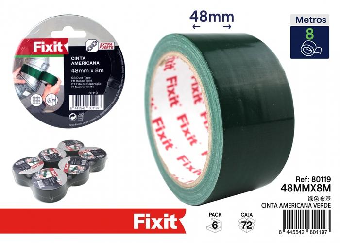 Cinta para ductos, 48 mm, 8 m, color verde