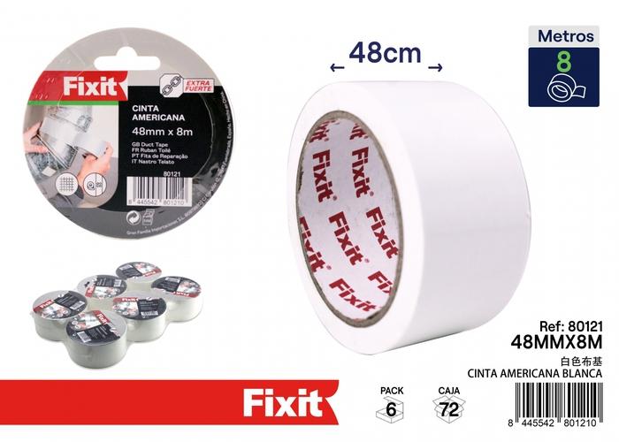 Cinta para ductos, 48 mm, 8 m, color blanco