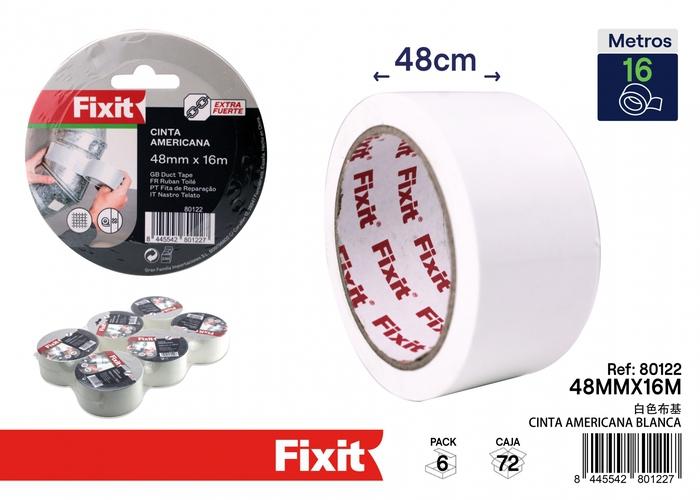 Cinta para ductos, 48 mm, 16 m, color blanco