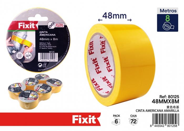 Cinta para ductos, 48 mm, 8 m, color amarillo