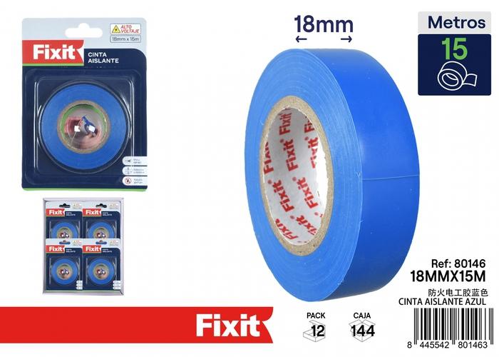Cinta aislante, 18 mm, 15 m, color azul
