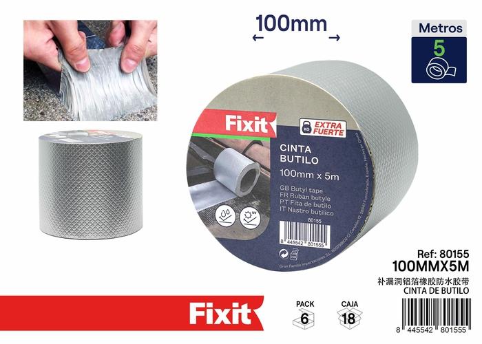 Cinta impermeable, 100 mm, 5 m, color gris, ref. SJ80155
