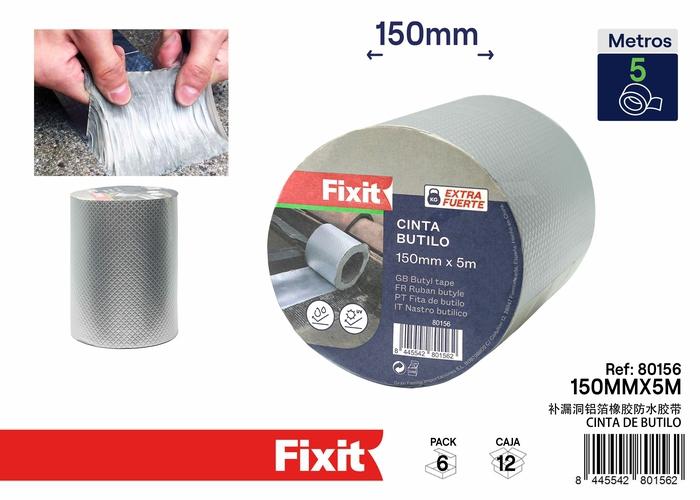 Cinta impermeable, 150 mm, 5 m, color gris, ref. SJ80156