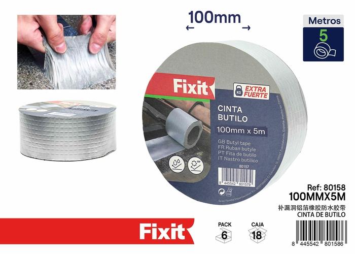Cinta impermeable, 100 mm, 5 m, color gris, ref. SJ80158