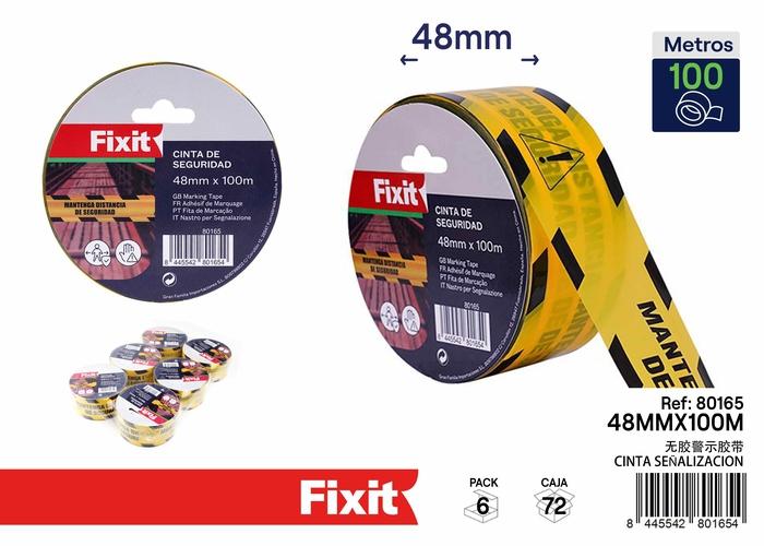 Cinta especializada, 48 mm, 100 m, colores amarillo y negro, ref. SJ80165