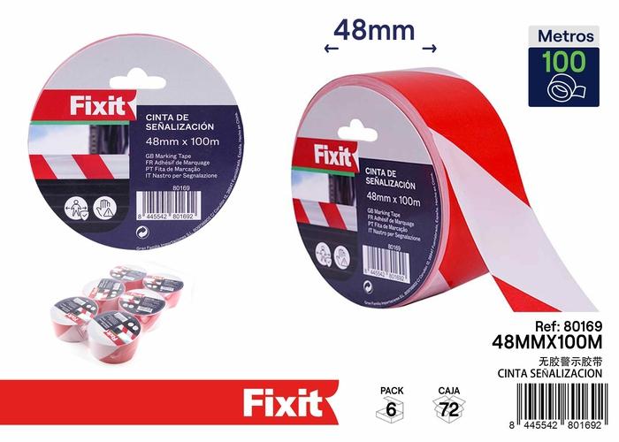 Cinta especializada, 48 mm, 100 m, colores rojo y blanco, ref. SJ80169