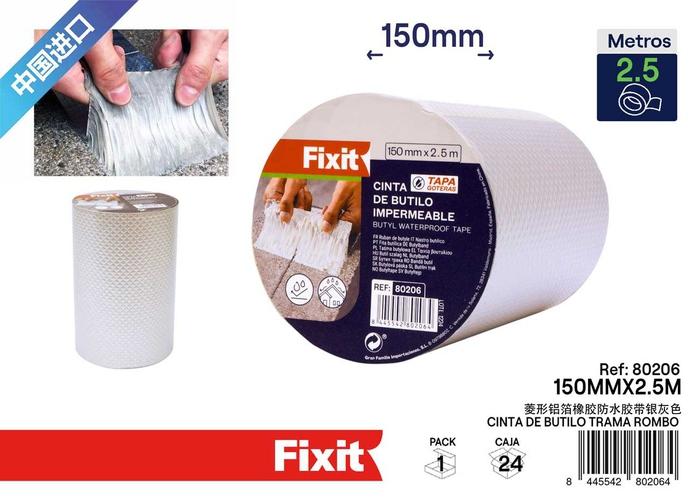 Cinta impermeable, 150 mm, 2,5 m, color gris, ref. SJ80206