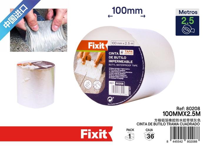 Cinta impermeable, 100 mm, 2,5 m, color gris, ref. SJ80208