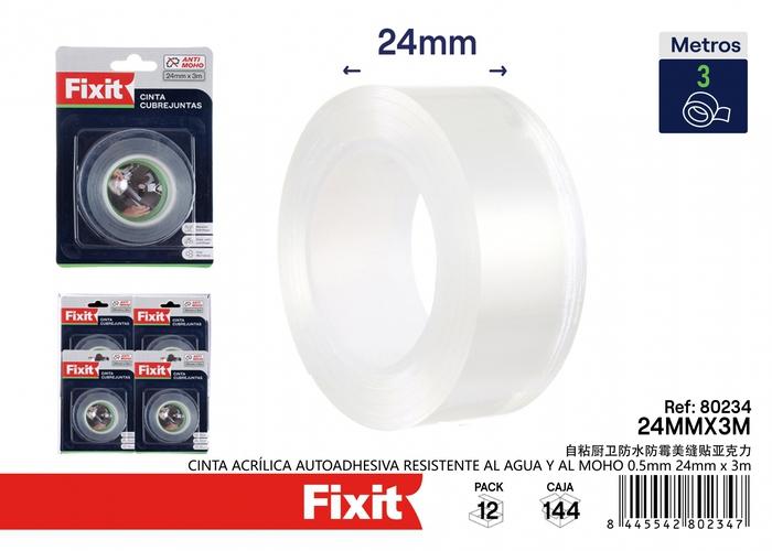 Cinta acrílica, 0,5 mm, 24 mm, 3 m