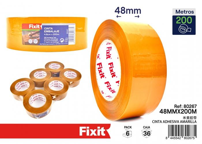 Cinta de uso general, 4,8 × 200 m, 200 m, color amarillo