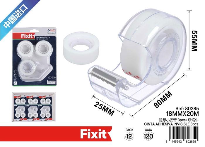 Dispensador de cinta, 18 mm, 20 m, 3 piezas