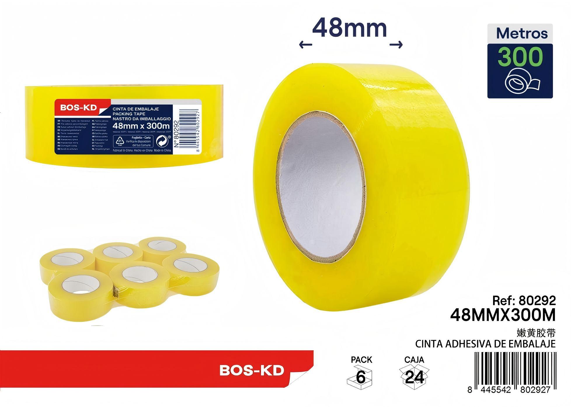 Cinta de uso general, 48 mm, 300 m, color amarillo claro
