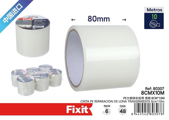 Cinta de reparación, 8 cm, 10 m, color transparente