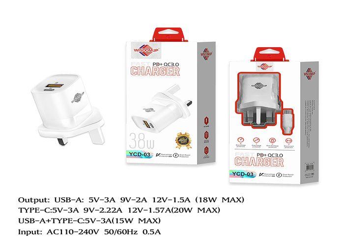 Cargador, modelo QC3, modelo YCD-03V